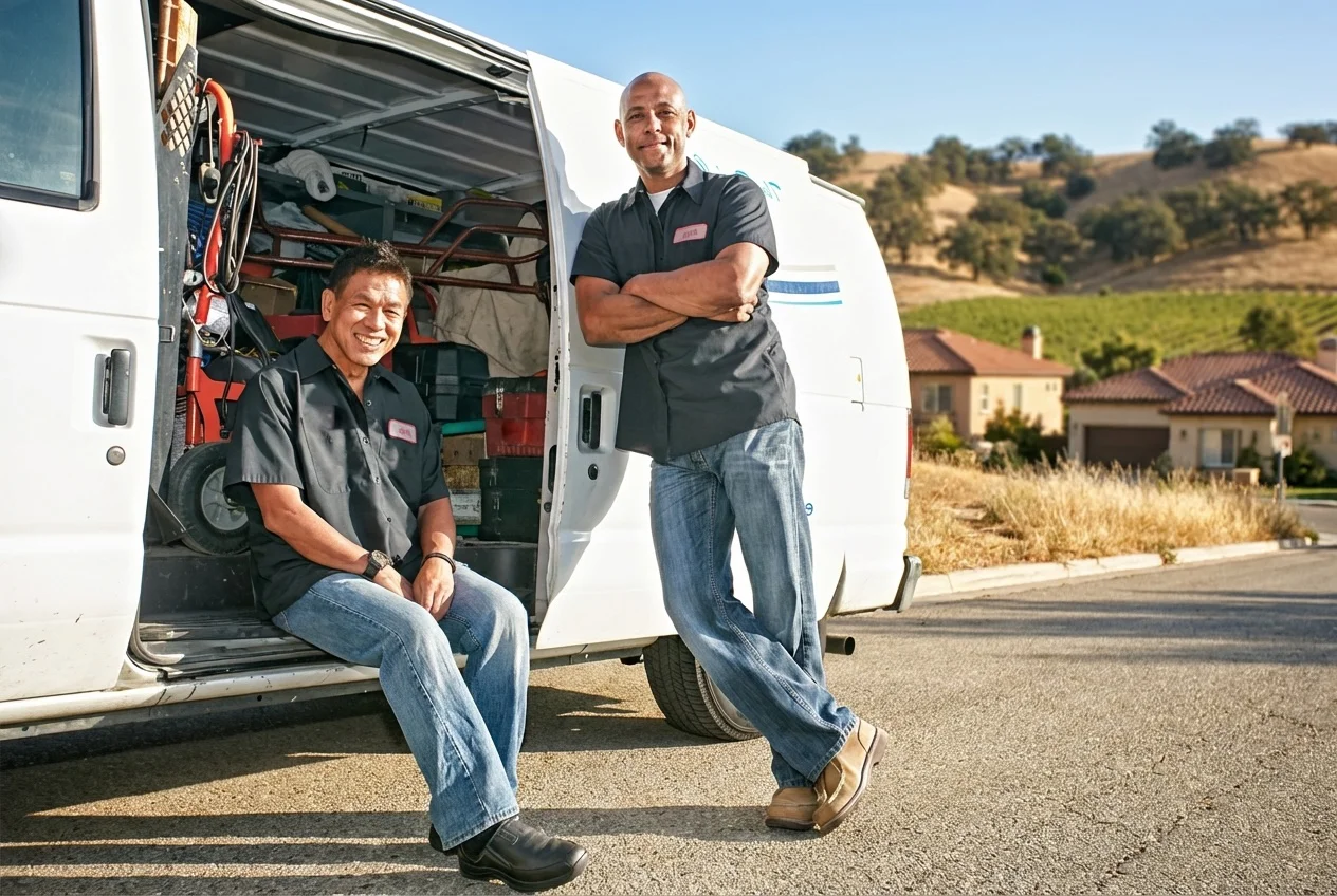 Professional plumber at work